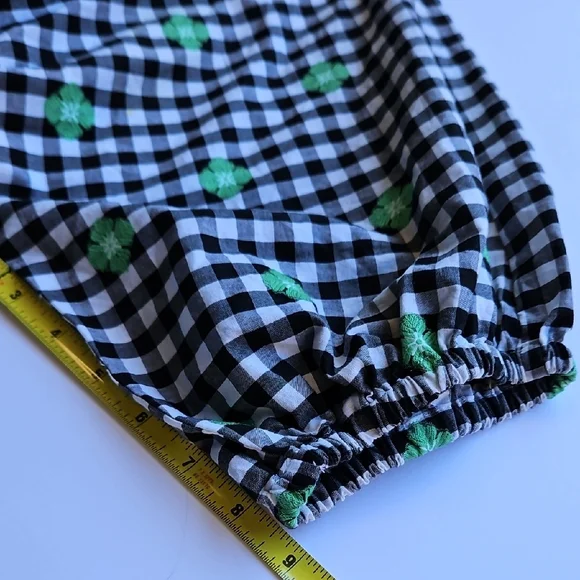 Kate Spade Voile Black and White Checkered Full Dress with Green Accents - Picture 8 of 8